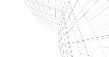 Arkaplanda mimari bina 3d illüstrasyon