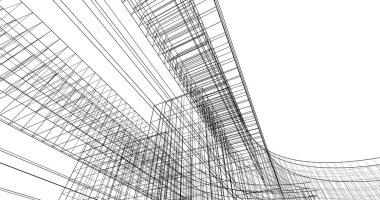 Arkaplanda mimari bina 3d illüstrasyon