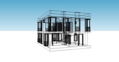 Mimari sanat konseptinde soyut çizgiler, minimum geometrik şekiller. 