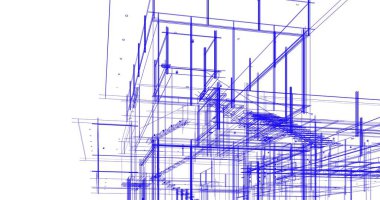 Arkaplanda mimari bina 3d illüstrasyon