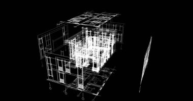 Mimari sanat konseptinde soyut çizgiler, minimum geometrik şekiller. 