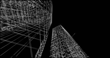 Mimari sanat konseptinde soyut çizgiler, minimum geometrik şekiller. 