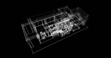 Arkaplanda mimari bina 3d illüstrasyon