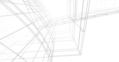 Mimari sanat konseptinde soyut çizgiler, minimum geometrik şekiller. 