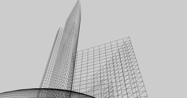 Mimari sanat konseptinde soyut çizgiler, minimum geometrik şekiller. 