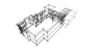 Mimari sanat konseptinde soyut çizgiler, minimum geometrik şekiller. 