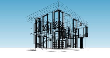 Mimari sanat konseptinde soyut çizgiler, minimum geometrik şekiller. 