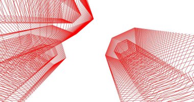 3d mimari duvar kağıdı tasarımı, dijital bina çizimi 