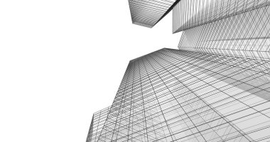 Arkaplanda mimari bina 3d illüstrasyon