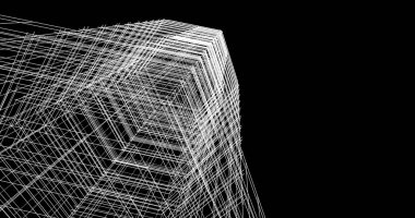 Arkaplanda mimari bina 3d illüstrasyon