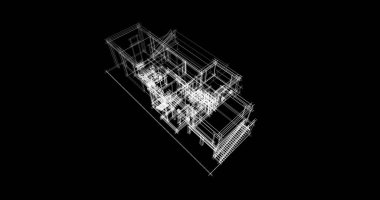 Arkaplanda mimari bina 3d illüstrasyon