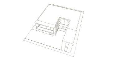 Arkaplanda mimari bina 3d illüstrasyon