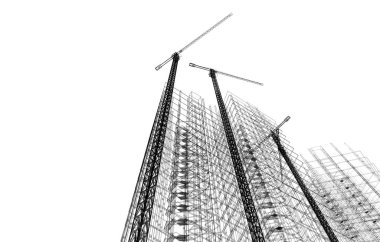 Mimari sanat konseptinde soyut çizgiler, minimum geometrik şekiller. 