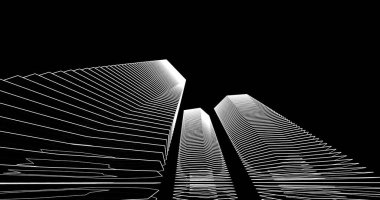 3d mimari duvar kağıdı tasarımı, dijital bina çizimi 