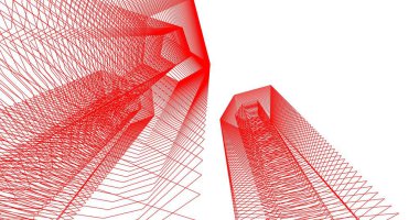 3d mimari duvar kağıdı tasarımı, dijital bina çizimi 