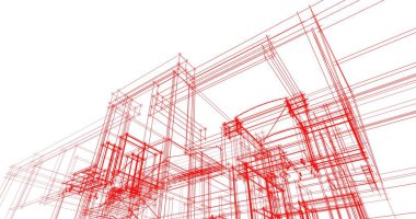 Mimari sanat konseptinde soyut çizgiler, minimum geometrik şekiller. 