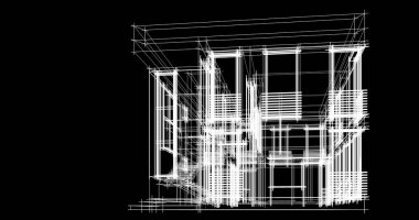 Mimari sanat konseptinde soyut çizgiler, minimum geometrik şekiller. 