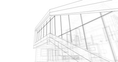 Arkaplanda mimari bina 3d illüstrasyon