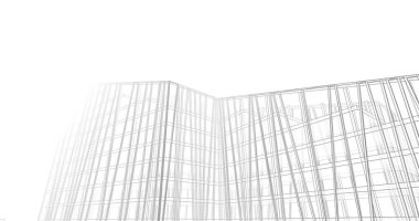 Arkaplanda mimari bina 3d illüstrasyon