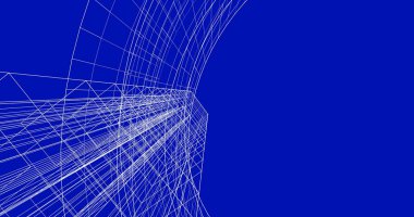 Arkaplanda mimari bina 3d illüstrasyon