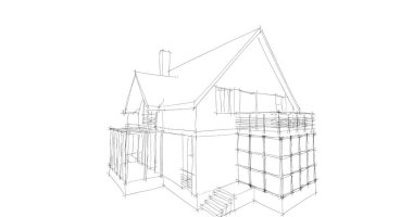 Mimari sanat konseptinde soyut çizgiler, minimum geometrik şekiller. 