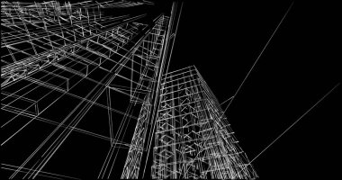 Mimari sanat konseptinde soyut çizgiler, minimum geometrik şekiller. 