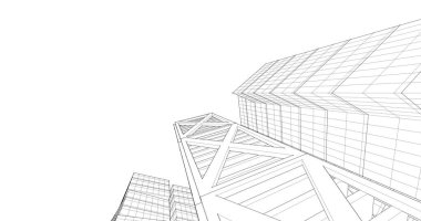 Arkaplanda mimari bina 3d illüstrasyon