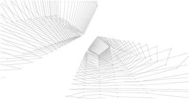 Mimari sanat konseptinde soyut çizgiler, minimum geometrik şekiller. 