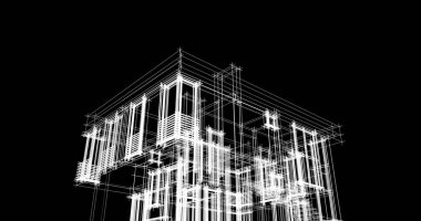 Mimari sanat konseptinde soyut çizgiler, minimum geometrik şekiller. 