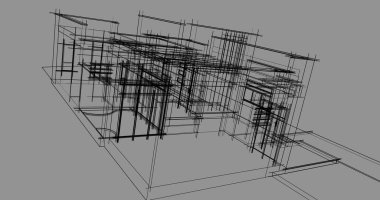 Mimari sanat konseptinde soyut çizgiler, minimum geometrik şekiller. 