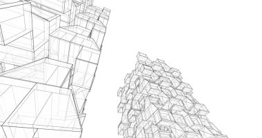 soyut mimari duvar kağıdı tasarımı, dijital konsept arkaplan