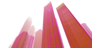 Arkaplanda mimari bina 3d illüstrasyon