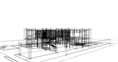 Arkaplanda mimari bina 3d illüstrasyon