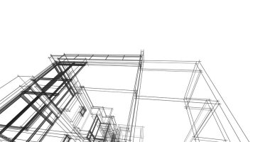 Mimari sanat konseptinde soyut çizgiler, minimum geometrik şekiller. 