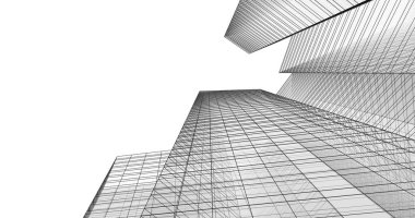 Arkaplanda mimari bina 3d illüstrasyon