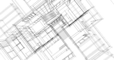 Mimari sanat konseptinde soyut çizgiler, minimum geometrik şekiller. 