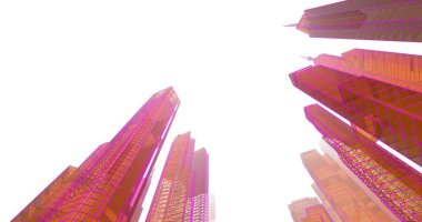 Arkaplanda mimari bina 3d illüstrasyon