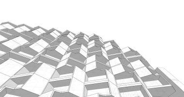 Mimari sanat konseptinde soyut çizgiler, minimum geometrik şekiller. 