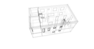 Mimari sanat konseptinde soyut çizgiler, minimum geometrik şekiller. 