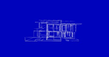 Arkaplanda mimari bina 3d illüstrasyon