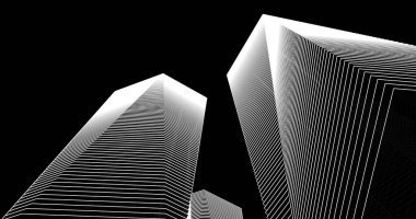 Arkaplanda mimari bina 3d illüstrasyon