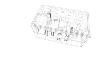 Mimari sanat konseptinde soyut çizgiler, minimum geometrik şekiller. 