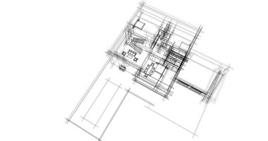 Mimari sanat konseptinde soyut çizgiler, minimum geometrik şekiller. 