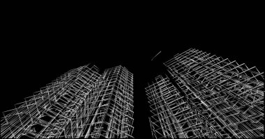 Mimari sanat konseptinde soyut çizgiler, minimum geometrik şekiller. 