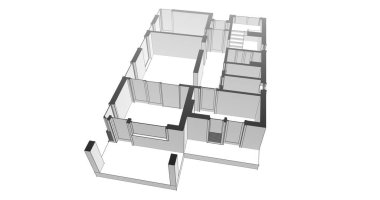 Arkaplanda mimari bina 3d illüstrasyon