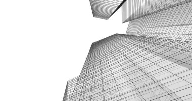 Arkaplanda mimari bina 3d illüstrasyon