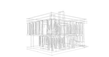 Arkaplanda mimari bina 3d illüstrasyon