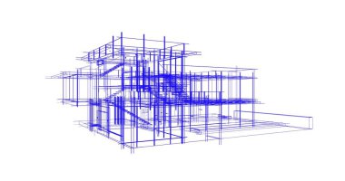 Arkaplanda mimari bina 3d illüstrasyon