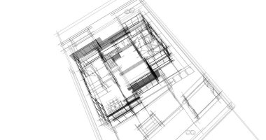 Arkaplanda mimari bina 3d illüstrasyon