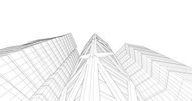 Arkaplanda mimari bina 3d illüstrasyon